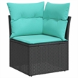 vidaXL Poly Rattan Sofa Set with Cushions in Black