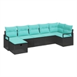 vidaXL Poly Rattan Sofa Set with Cushions in Black