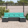 vidaXL Poly Rattan Sofa Set with Cushions in Black