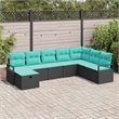 vidaXL Poly Rattan Sofa Set with Cushions in Black