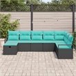 vidaXL Poly Rattan Sofa Set with Cushions in Black
