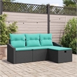 vidaXL Poly Rattan Sofa Set with Cushions in Black