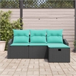 vidaXL Poly Rattan Sofa Set with Cushions in Black