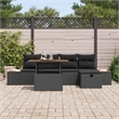vidaXL Solid Acacia Wood Sofa Set in Black