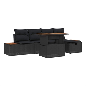 vidaXL Solid Acacia Wood Sofa Set in Black