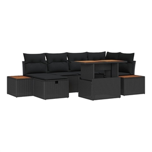 vidaXL Solid Acacia Wood Sofa Set in Black