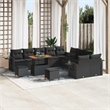 vidaXL Solid Acacia Wood Sofa Set in Black