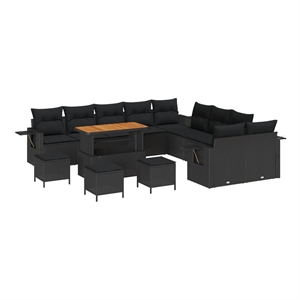 vidaXL Solid Acacia Wood Sofa Set in Black
