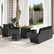 vidaXL Solid Acacia Wood Sofa Set in Black