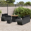 vidaXL Solid Acacia Wood Sofa Set in Black