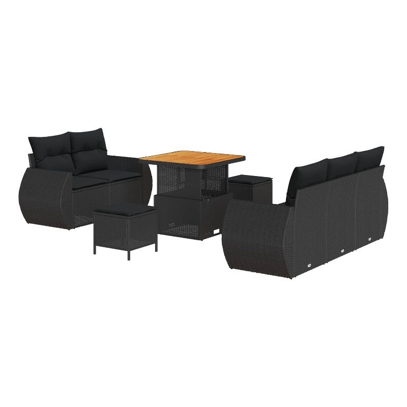 vidaXL Solid Acacia Wood Sofa Set in Black