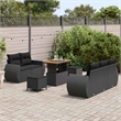 vidaXL Solid Acacia Wood Sofa Set in Black