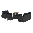 vidaXL Solid Acacia Wood Sofa Set in Black