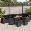 vidaXL Poly Rattan Sofa Set with Cushions in Black
