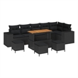 vidaXL Poly Rattan Sofa Set with Cushions in Black