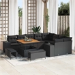 vidaXL Poly Rattan Sofa Set with Cushions in Black