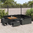 vidaXL Poly Rattan Sofa Set with Cushions in Black