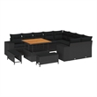 vidaXL Poly Rattan Sofa Set with Cushions in Black