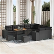 vidaXL Poly Rattan Sofa Set with Cushions in Black