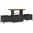 vidaXL Poly Rattan Sofa Set with Cushions in Black