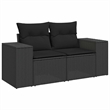 vidaXL Poly Rattan Sofa Set with Cushions in Black