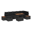 vidaXL Solid Acacia Wood Sofa Set in Black