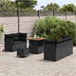 vidaXL Solid Acacia Wood Sofa Set in Black