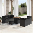 vidaXL Solid Acacia Wood Sofa Set in Black