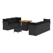 vidaXL Solid Acacia Wood Sofa Set in Black