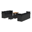 vidaXL Solid Acacia Wood Sofa Set in Black