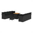 vidaXL Solid Acacia Wood Sofa Set in Black
