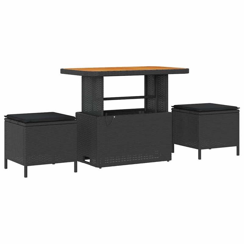 vidaXL Solid Acacia Wood Sofa Set in Black