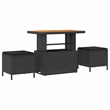 vidaXL Solid Acacia Wood Sofa Set in Black