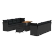 vidaXL Solid Acacia Wood Sofa Set in Black