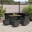 vidaXL Solid Acacia Wood Sofa Set in Black