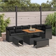 vidaXL Solid Acacia Wood Small Sofa Set in Black