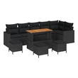 vidaXL Solid Acacia Wood Sofa Set in Black