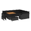 vidaXL Solid Acacia Wood Sofa Set in Black