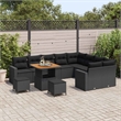 vidaXL Solid Acacia Wood Sofa Set in Black