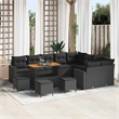 vidaXL Solid Acacia Wood Sofa Set in Black
