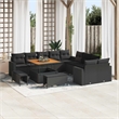 vidaXL Solid Acacia Wood Sofa Set in Black