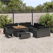 vidaXL Solid Acacia Wood Sofa Set in Black