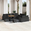vidaXL Solid Acacia Wood Sofa Set in Black
