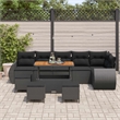 vidaXL Solid Acacia Wood Sofa Set in Black