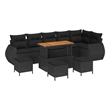 vidaXL Solid Acacia Wood Sofa Set in Black
