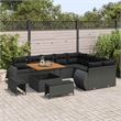 vidaXL Solid Acacia Wood Sofa Set in Black