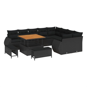 vidaXL Solid Acacia Wood Sofa Set in Black