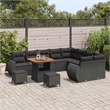 vidaXL Solid Acacia Wood Sofa Set in Black