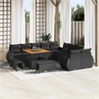 vidaXL Solid Acacia Wood Sofa Set in Black