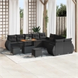 vidaXL Solid Acacia Wood Sofa Set in Black